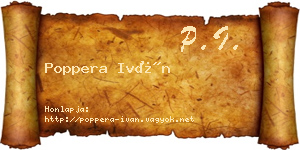 Poppera Iván névjegykártya